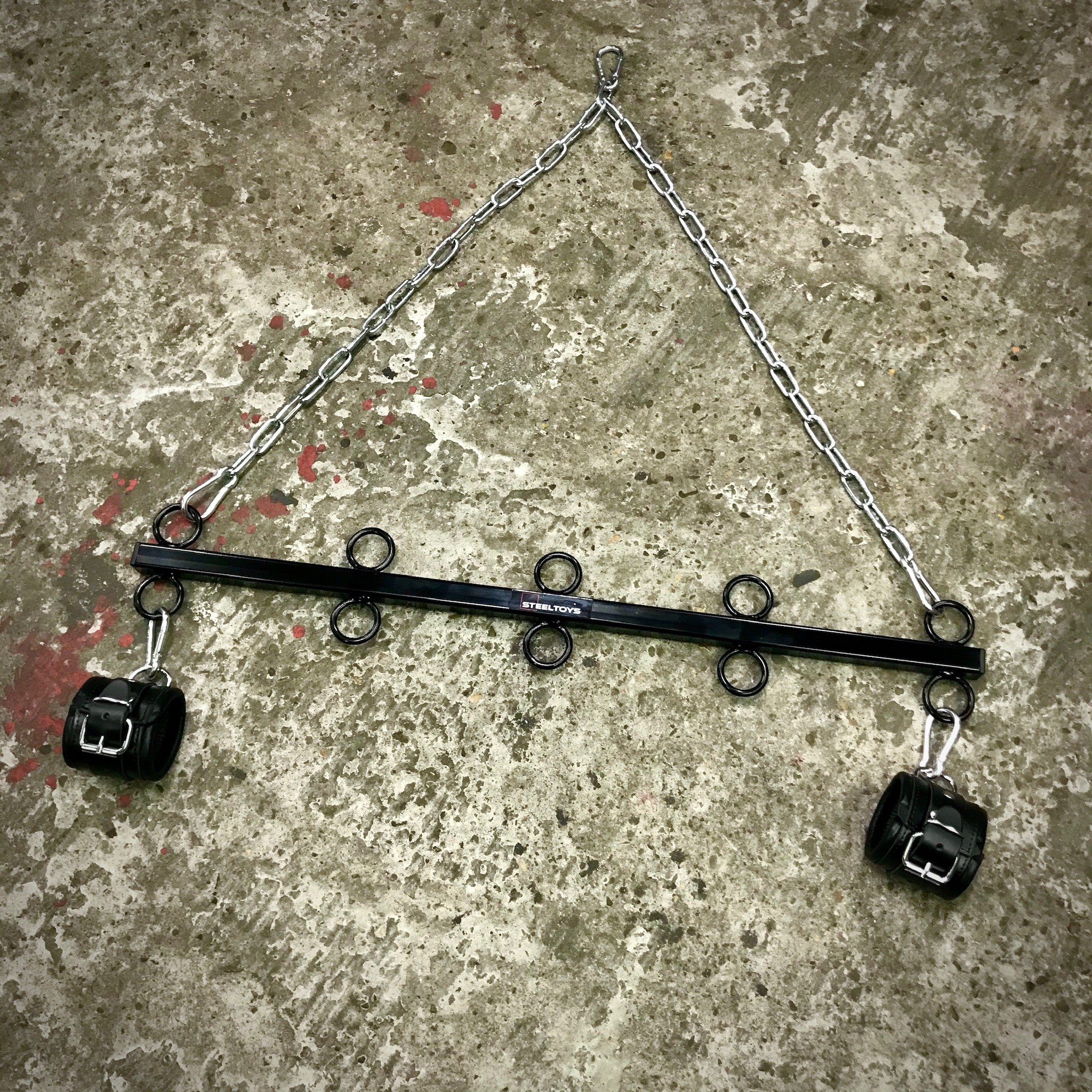 Spreidstang / Ophanging 80 cm. met 10 bondage ringen - Afbeelding 8