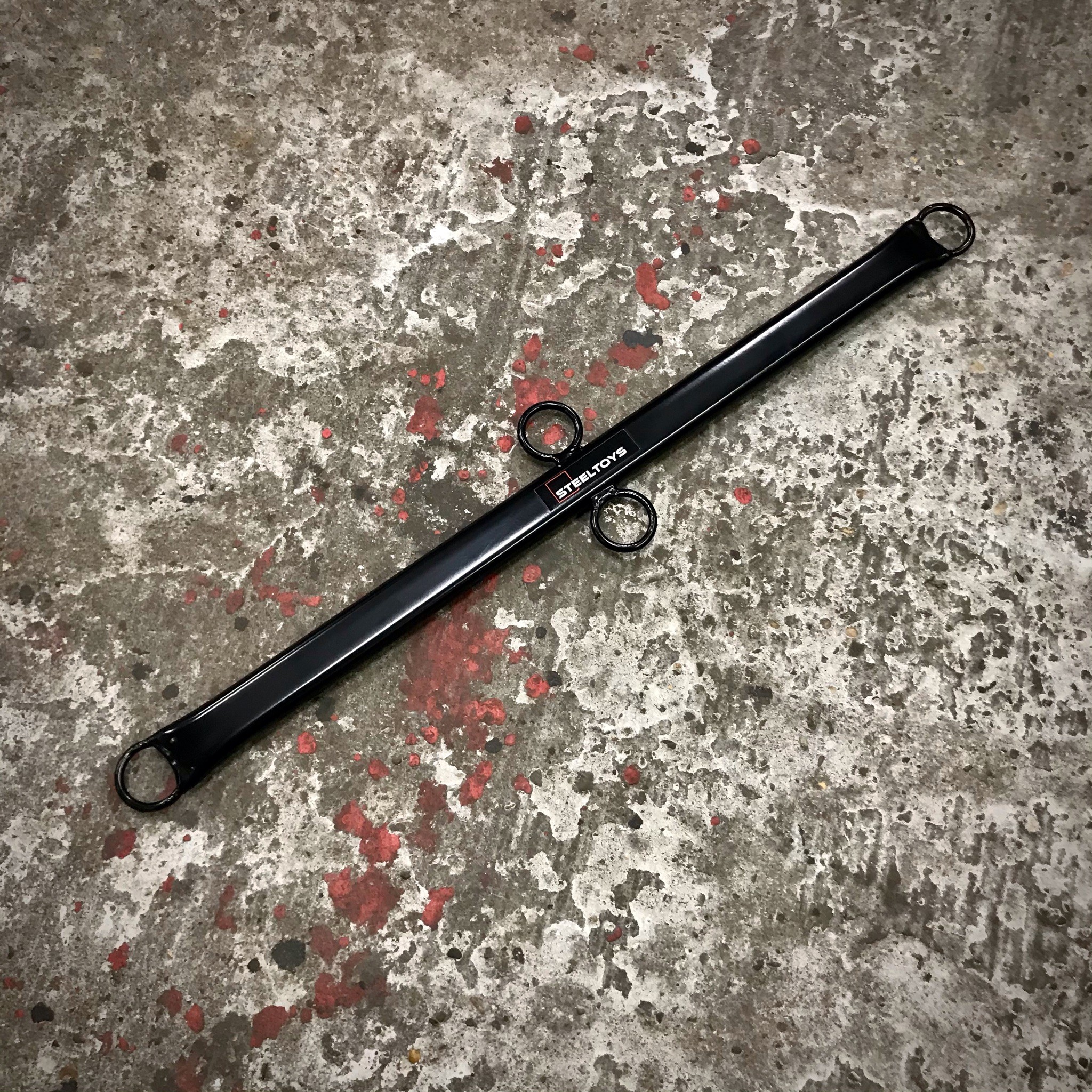 Complete SET Lederen Pols + Enkel + Hals Boei + Spreider 75 cm. Zwart + Zwarte Bies - Afbeelding 9