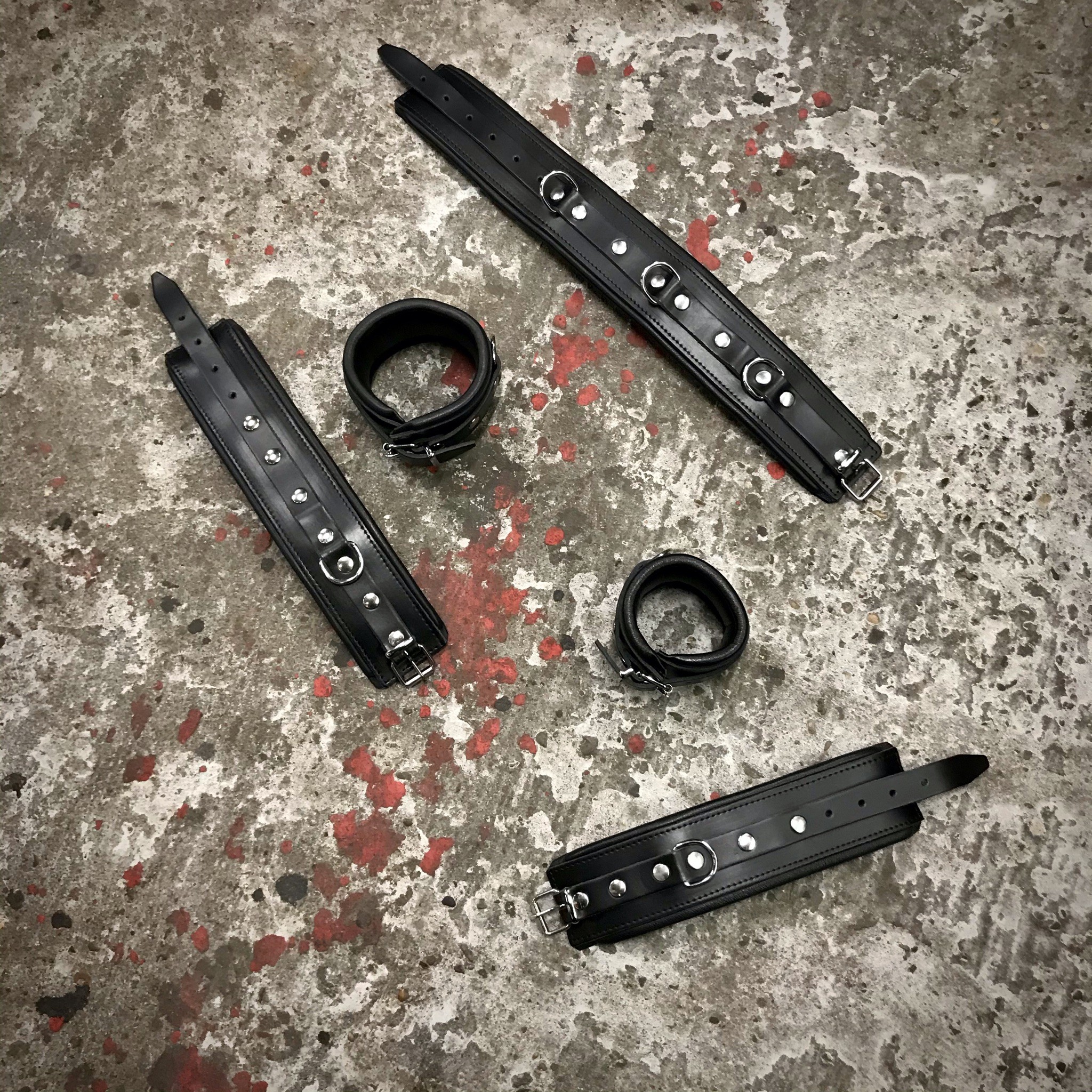 Hals-boei Leder 6 cm. Zwart + Zwarte Bies - Afbeelding 8