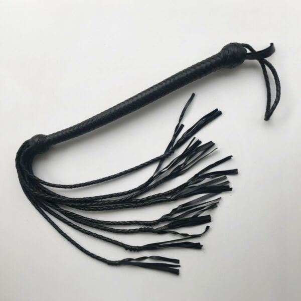 Leather Whip, braided, 95 cm. Black