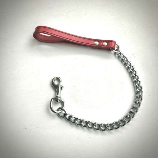 Leather Leash Red with Heavy Chain