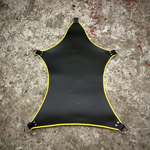Leather 5-Point Sling Black with Piping in the Color Yellow
