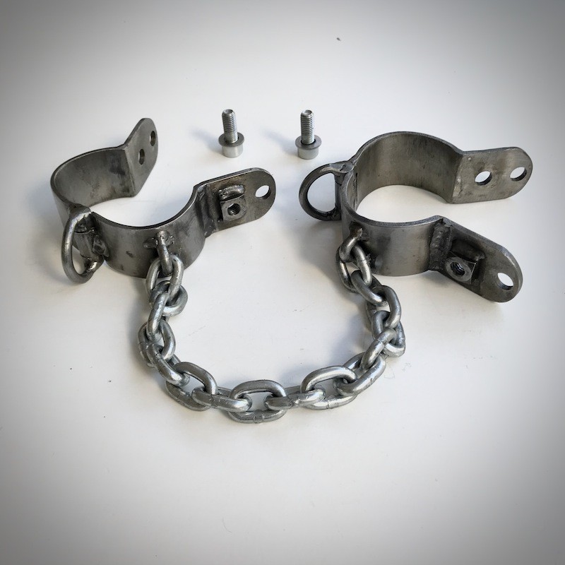 Steel Wrist Cuffs 2 Pieces Connected With Heavy Chain - Image 3