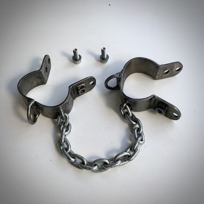 Steel Wrist Cuffs 2 Pieces Connected With Heavy Chain - Image 4
