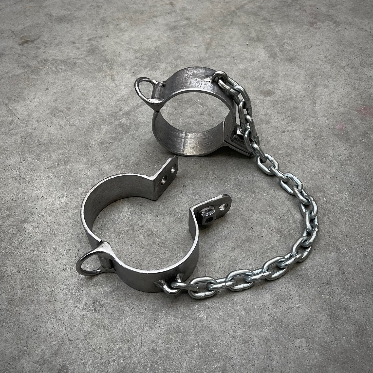 Steel Ankle Cuffs 2 Pieces Connected With Heavy Chain - Image 7