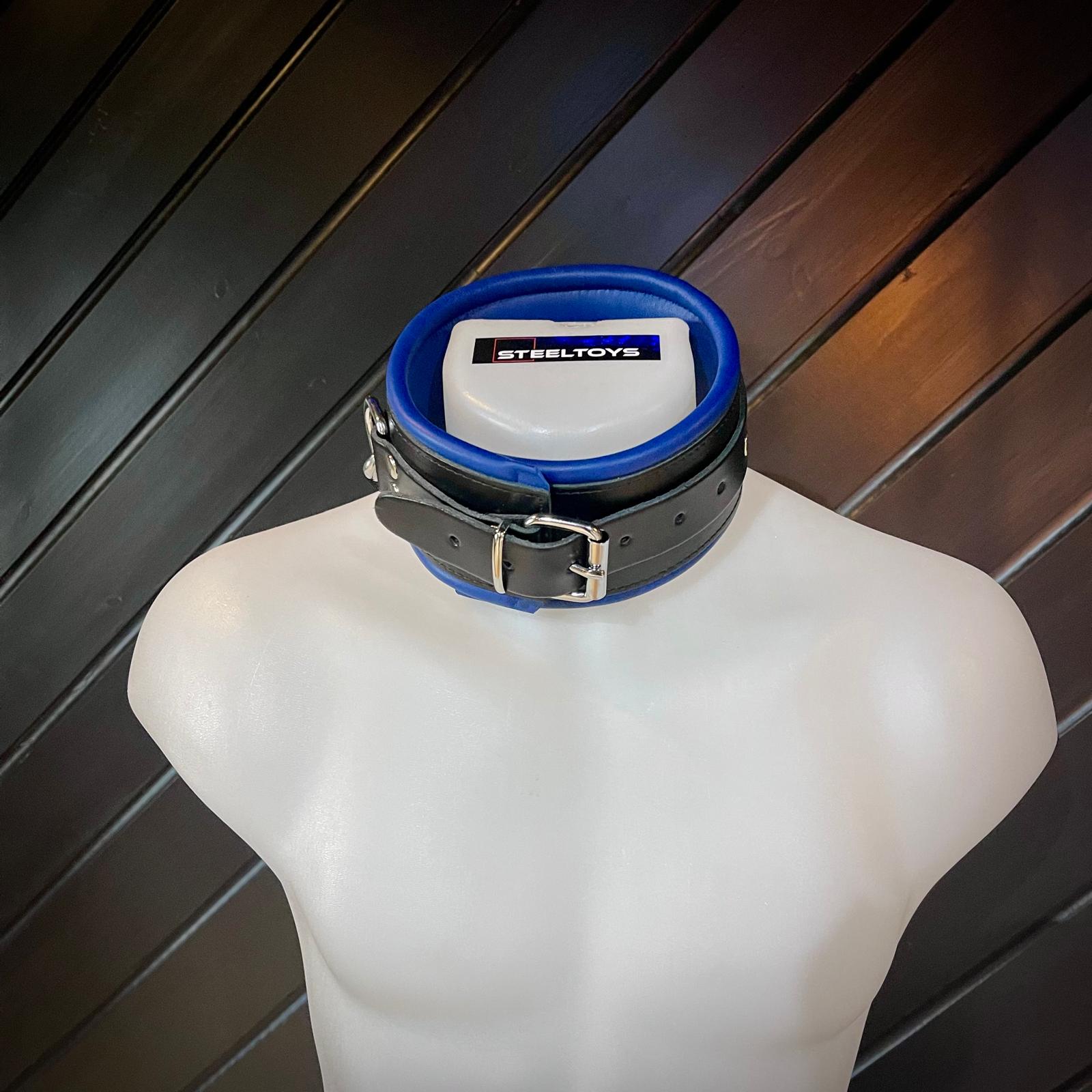 Steeltoys Collar leather and chain Black - Blue