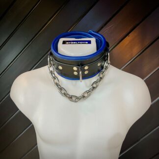 Steeltoys Collar leather and chain Black - Blue