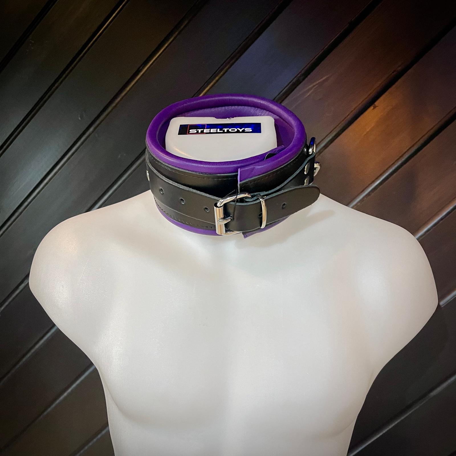 Steeltoys Collar leather and chain Black - Purple