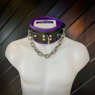 Steeltoys Collar leather and chain Black - Purple